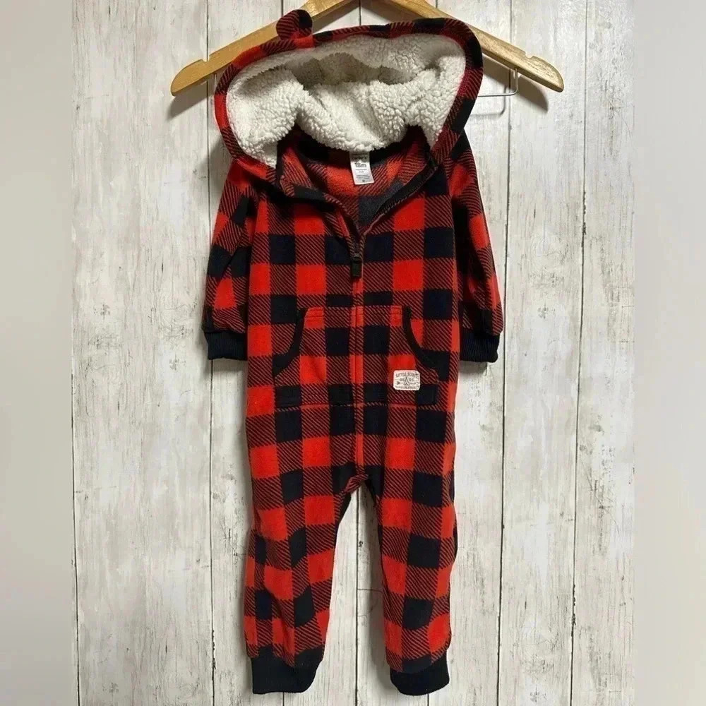 Carter’s 18M Fleece Buffalo Plaid One-Piece